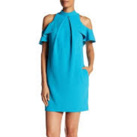 trina turk cold shoulder dress